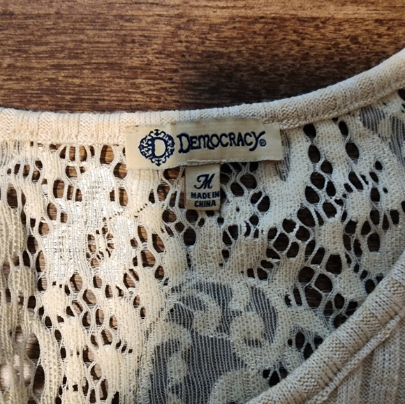 Democracy top, size medium. Long sleeve. Tan. - Picture 3 of 3